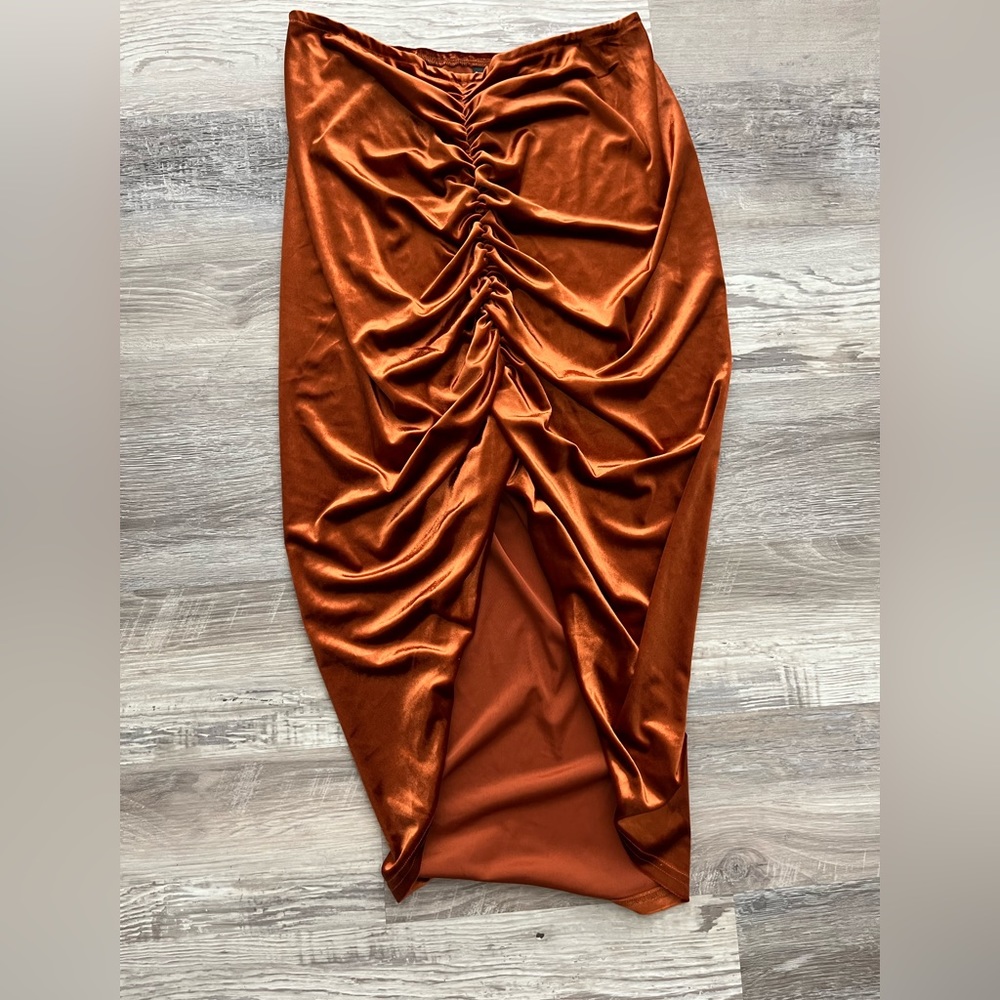 Velvet Rusty Orange Ruched skirt